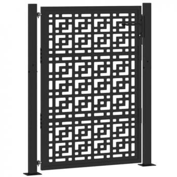 Black Steel Garden Gate 105x130 cm with Cross Design and Secure Lock