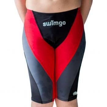 Swimgo Triton I Bañador de Competición, Negro / Gris / Rojo, Talla: 3XL-38
