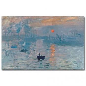Impresión sobre Lienzo Monet Sol Naciente, Poliéster y Madera, Azul y Naranja, 100x3x70 cm