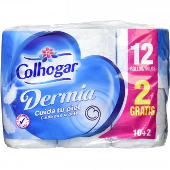 Colhogar Dermia Papel Higiénico de 2 Capas con Aqua Tube - 12 Rollos