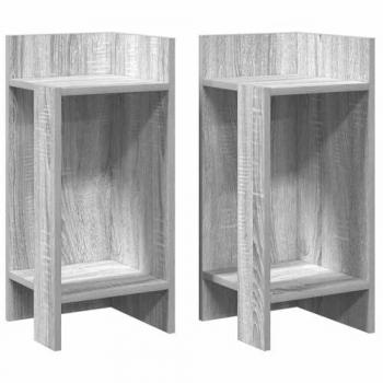 Mesas Auxiliares con Estante 2 Piezas Gris Sonoma 25,5x27x60 cm