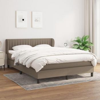 Cama Box Spring con Colchón Tapizado en Tela Gris Taupe 140x200 cm