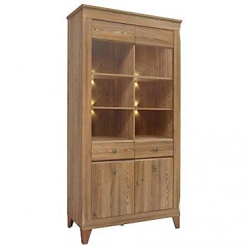 Vitrina Estratificada Beige 4 Puertas con Diseño de Raya en Madera
