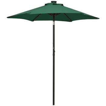 vidaXL Garden Parasol with LED Lights Green 200x211 cm Aluminium