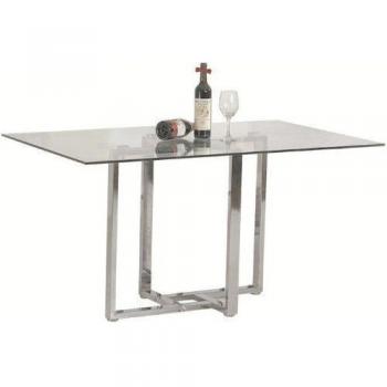 Adec - Mesa de comedor verona, medidas 90 x 140 x 75 cm, color acero cromado