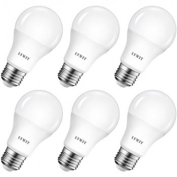 LVWIT Bombillas LED A60, Casquillo E27, 8.5W Equivalente a 60W, 2700K Luz Blanca Cálidoa, 806 lm, Bajo consumo, El Ángulo del Haz 150°. No Regulable - Pack de 6 Unidades.