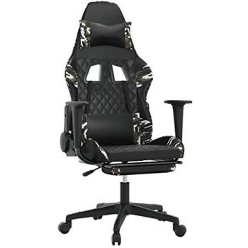 Silla Gaming con Reposapiés Cuero Sintético Negro Camuflaje Ergonomica Ajustable Regulable para Computadora Escritorio Oficina Vidaxl