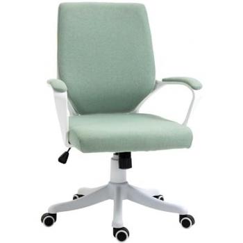 Vinsetto Silla de Oficina Giratoria Basculante con Reposabrazos y Altura Ajustable, Carga 120 kg, Dimensiones 62x69x92-100 cm, Color Verde