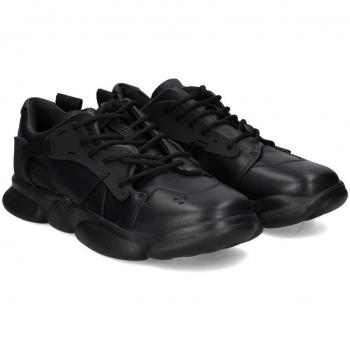 CAMPER Karst - Men's Black Sneakers, Size 43/9.5, Smooth Leather/Cotton Fabric