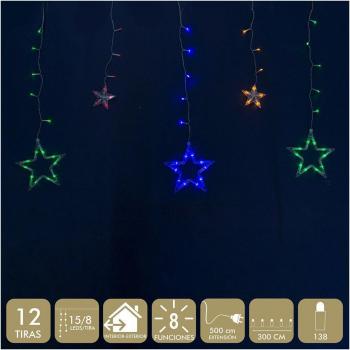 Cortina de luces LED multicolor con 8 funciones y 138 luces