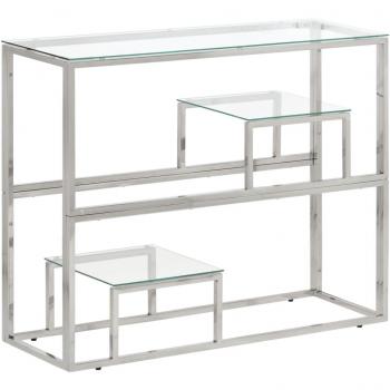 vidaXL Console Table Silver Stainless Steel and Tempered Glass