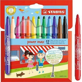 Rotuladores Stabilo Power Max Estuche de 12 Colores Punta Ancha 3mm