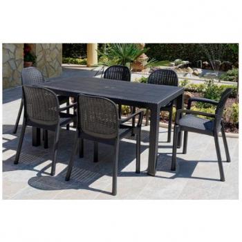 Garden Life 4090-06 - Mesa elegante de ratán, 150 x 90 x 72 cm, color antracita