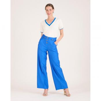Pantalón ancho azul eléctrico Eva de Naf Naf