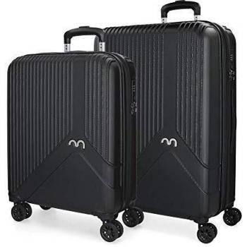 Movom Trendy Juego de maletas Negro 55/66 cms Rígida ABS Cierre TSA 110L 4 ruedas dobles Equipaje de Mano