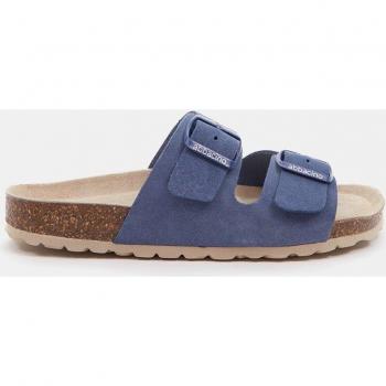 Sandalias planas de mujer de serraje combinado