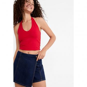 Stradivarius Crossover denim skort Blue denim