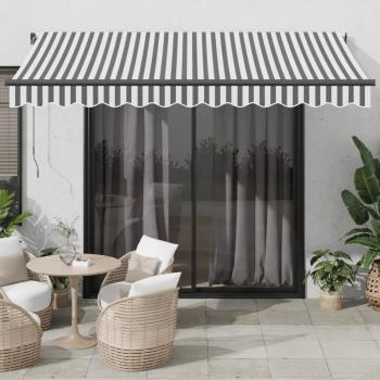 Toldo retráctil manual con LED antracita y blanco 350x250 cm