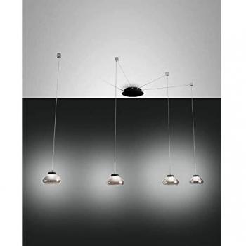 Lámpara colgante LED Arabella 4 luces en metal negro y vidrio soplado ahumado