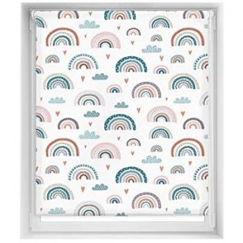 Estor Enrollable Estampado EasyFix Relax Arcoiris Azul 130 x 150 cm