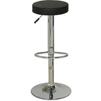 PAME 43906 - Set de 2 taburetes de metal con asiento de polipiel, 84 x 33 cm, color negro
