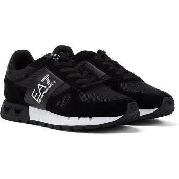 Emporio Armani EA7 Men's Black Trainers, Size 9.5 US, Stylish Lace Closure Sneakers