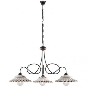 Araña Country Chic Bistrot 3 Luces de Óxido con Cerámica Vietrese