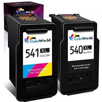 ColoWorld Remanufacturado 540 XL 541 XL Cartuchos de Tinta con Canon PG-540 XL Negro y CL541XL Color con Canon Pixma TS5150 TS5151 MX375 MX395 MG2250s MG2150 MG3150 MG3250 MG3550 MG3650 Impresoras