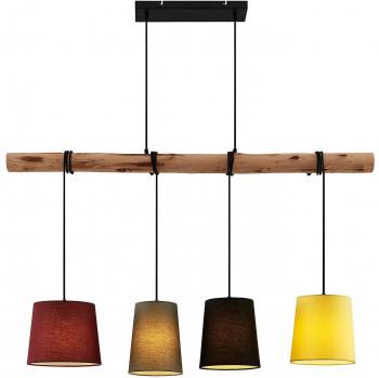Lindby lámpara colgante Moscú, colorido, textil, madera, E27, 116 cm
