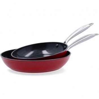Set de Sartenes Quid Mirro Rojo Metal 3 Piezas Aluminio Forjado Ø20/Ø24 Cm