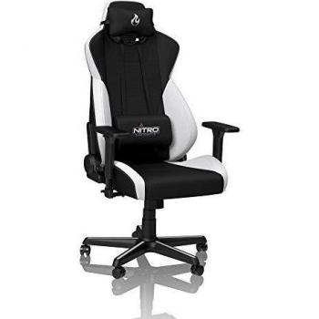 Nitro Concepts S300 Silla de Gaming - Silla de Oficina - 135 kg - Reclinable de 90 ° a 135 ° - Apoyabrazos & Altura Ajustables - Negro/Blanco