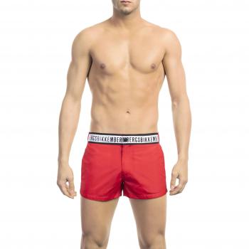Bikkembergs Red Micro Swim Shorts with Contrast Band - Male Beachwear, Polyamide, Size: L