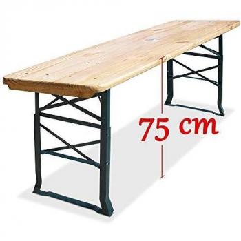 Mesa Alta Plegable de Madera 170cm, Altura Ajustable con Orificio para Sombrilla, Ideal para Jardín y Uso Interior/Exterior