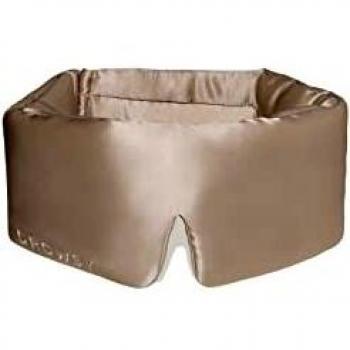 DROWSY Dusty Gold Silk Sleep Mask. Face-Hugging, Padded Silk Cocoon for Deep Sleep Therapy in Total Darkness.