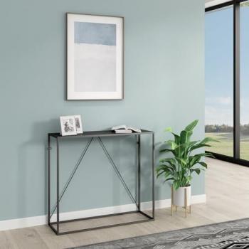 Mesa Consola Austevoll de Acero 90x30x80cm - Negro, Mueble Moderno para Entrada y Oficina con Montaje Rápido