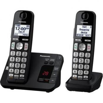Panasonic KX-TGE432B Expanded Cordless Phone with Large Keypad, 2 Handsets, and Integrated Answering Machine
