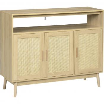 Aparador de Cocina estilo Cannage 3 Puertas Natural 120x40x97 cm