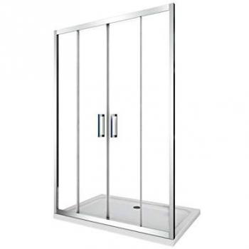 Puerta de ducha de vidrio 6 mm con apertura central y 4 hojas para instalación en nicho, altura 190 cm, ajuste 153-158 cm