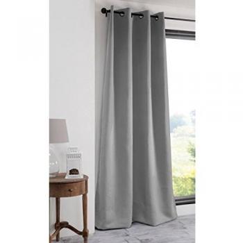 Cortina Opaca y Aislante 135x180 cm - 100% Poliéster - Color Gris - Modelo Notte - 8 Ojetes