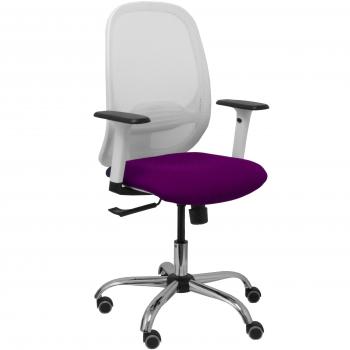 Silla de Oficina Ergonómica Piqueras Y Crespo con Brazos y Refuerzo Lumbar Regulables, Base Cromada y Ruedas de Parqué