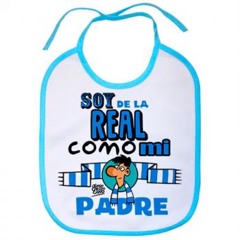 Babero soy de la Real como mi padre ilustrado por Jorge Crespo Cano - Celeste
