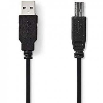 Nedis CCGP60100BK20 Cable USB 2.0 Tipo A a Tipo B de 2 Metros, Color Negro