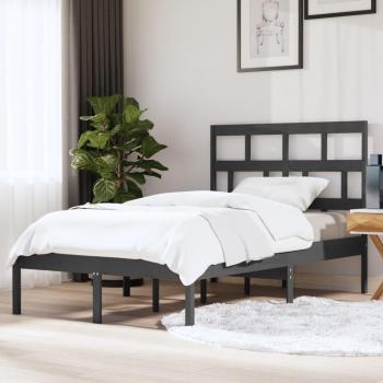 Estructura de cama redonda de madera maciza de pino gris 120x200 cm