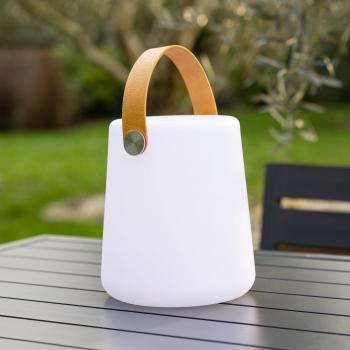 Lámpara de mesa LED con correa de imitación VELA Happy Garden