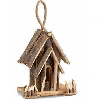 Casa de Pájaros Decorativa Colgante de Madera, Artigianale, para Jardín y Balcón, Marrón 35 x 22 x 14 cm