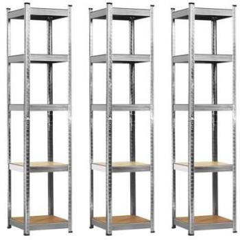 Pack 3 Estanterías Modulares con 5 Baldas Ajustables de Alta Capacidad (175 Kg) - 180x40x40 cm