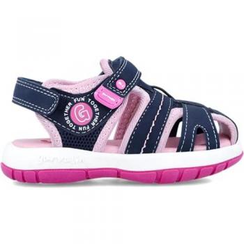 Sandalia Cangrejera Garvalín para Niña, Color Azul y Rosa, Puntera Cerrada y Cierre de Velcro, Talla 26