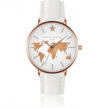 Amelia Parker Vacation White Croco Women's Watch - Rose Gold - 38 mm