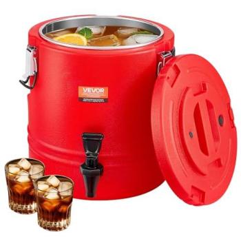 VEVOR 3 Gallon Insulated Beverage Dispenser - Thermal Hot and Cold Drink Server with Spigot, Food-Grade Cooler Jug featuring 304 Stainless Steel Interior for Tea and Coffee
