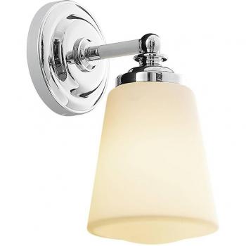 Aplique de baño Arcchio Mahdi, moderno, pantalla de vidrio blanco, acabado en cromo, 1 lámpara E14